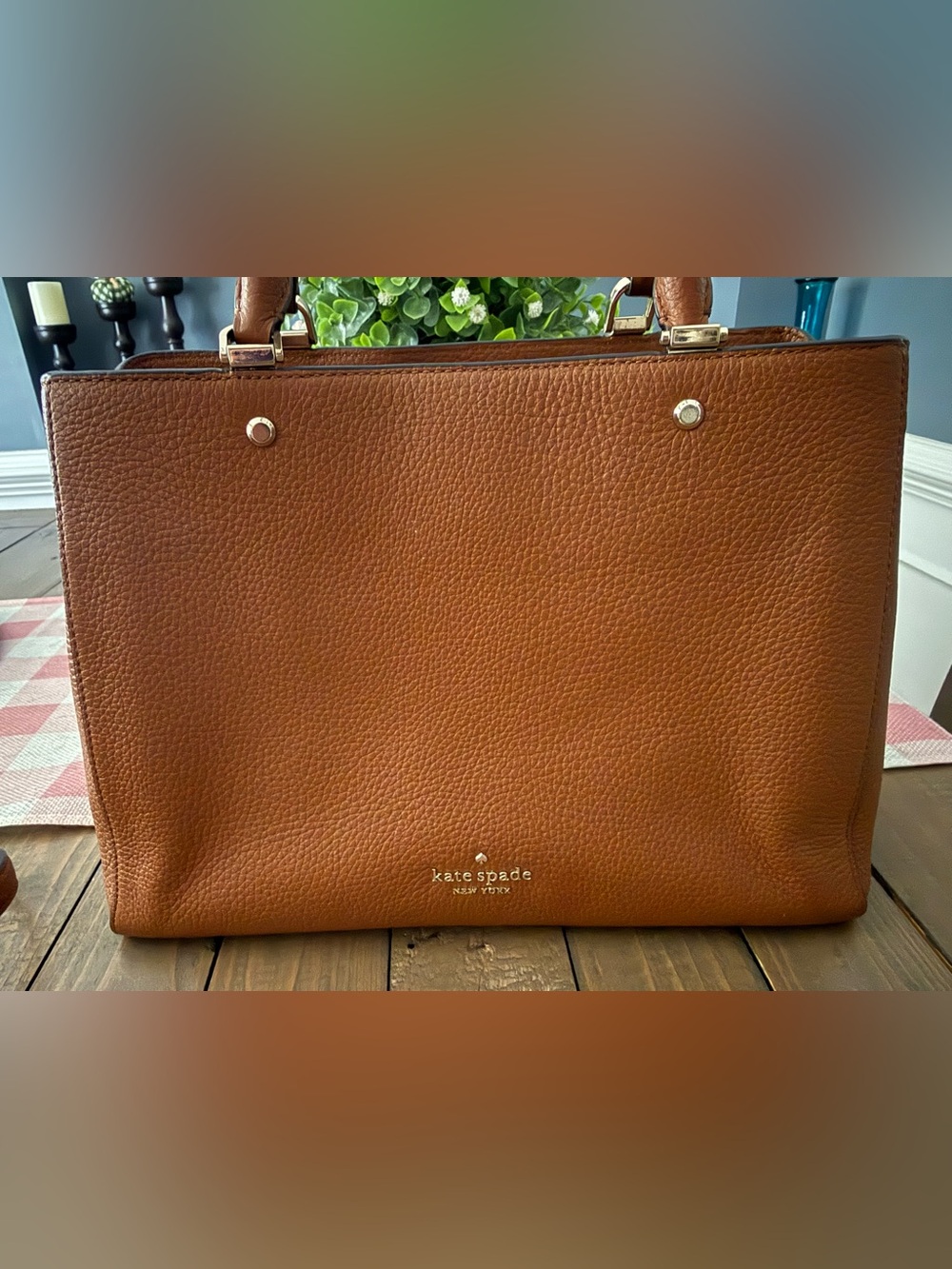 kate spade Pebbled Leather Satchel in Gingerbread Brown - Picture 2 of 8
